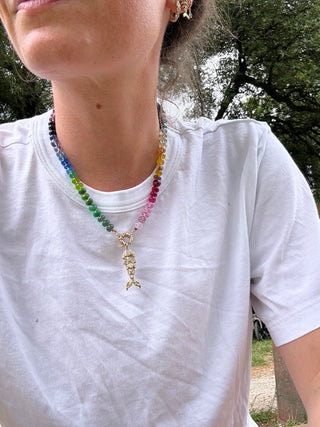 River Cafe Rainbow Gemstone Necklace with 9K Gold