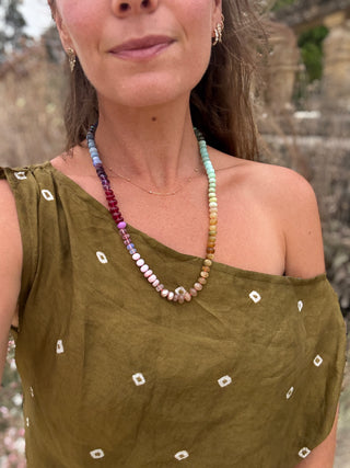 Victoria Park Rainbow Gemstone Necklace with 9K Gold