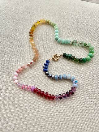 Victoria Park Rainbow Gemstone Necklace with 9K Gold