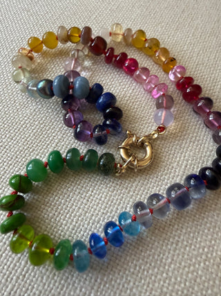 River Cafe Rainbow Gemstone Necklace with 9K Gold