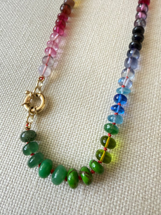 River Cafe Rainbow Gemstone Necklace with 9K Gold