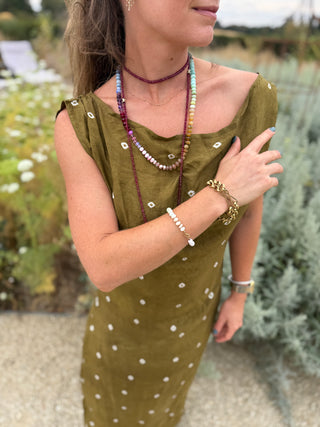 Victoria Park Rainbow Gemstone Necklace with 9K Gold