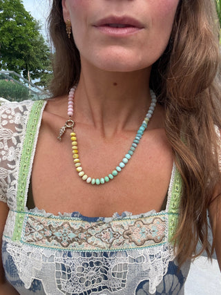 Candy Gemstone Rainbow Necklace with 9K Gold