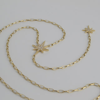 Double Diamond Starburst Lariat Necklace