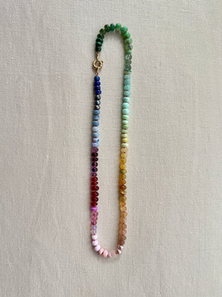 Victoria Park Rainbow Gemstone Necklace with 9K Gold