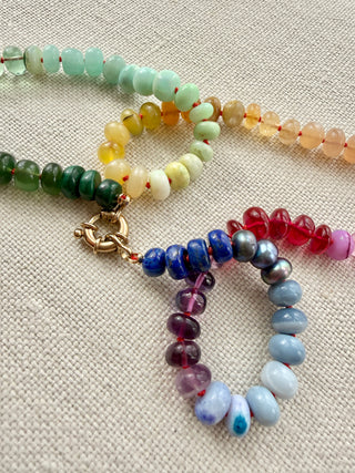 Victoria Park Rainbow Gemstone Necklace with 9K Gold