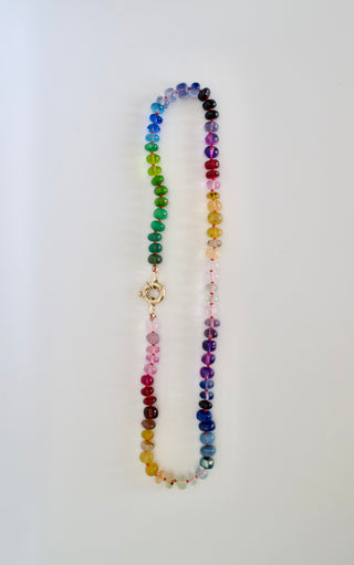River Cafe Rainbow Gemstone Necklace with 9K Gold
