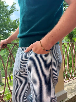 Forest After Dark - Half Gemstone, Half Vintage Gold Chain Bracelet