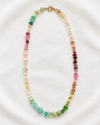 Jaipur Higgledy-Piggledy Gemstone Necklace with 9k Gold