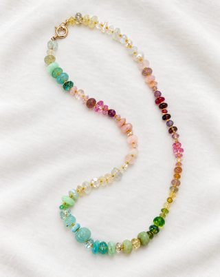 Jaipur Higgledy-Piggledy Gemstone Necklace with 9k Gold