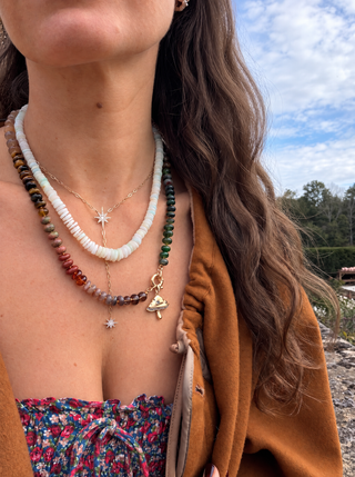 Graduated Opal Heishi Necklace with 9k Gold
