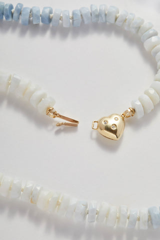 Diamond Sweetheart Opal Gemstone Necklace