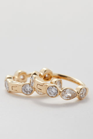 Mini Mixed Cut Pear & Round Diamond Huggies | Sorsa Jewellery