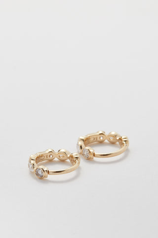 Mini Mixed Cut Pear & Round Diamond Huggies | Sorsa Jewellery