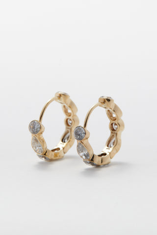 Mixed Cut Pear & Round Diamond Hoop | Sorsa Jewellery