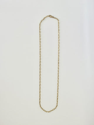 9k Gold Rollo Chain Necklace by Sorsa Jewellery, recycled 9k gold diamond-cut oval links, 51cm.