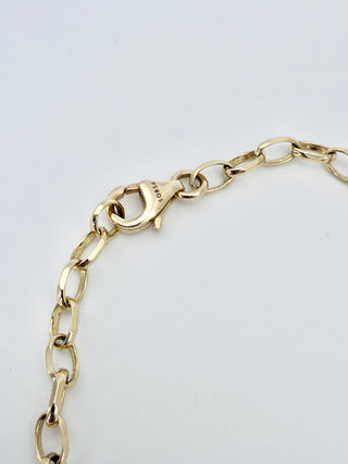 9k Gold Rollo Chain Necklace by Sorsa Jewellery, recycled 9k gold diamond-cut oval links, 51cm.