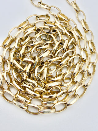 9k Gold Rollo Chain Necklace by Sorsa Jewellery, recycled 9k gold diamond-cut oval links, 51cm.