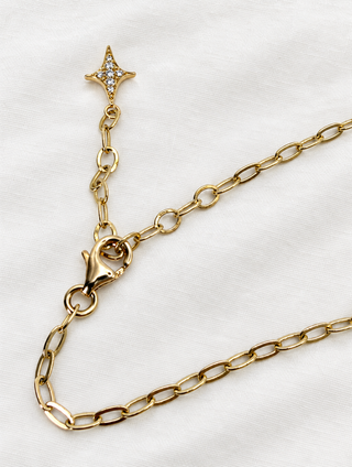 Celestial Moon Drop diamond lariat necklace in 9k gold, by Sorsa Jewellery.
