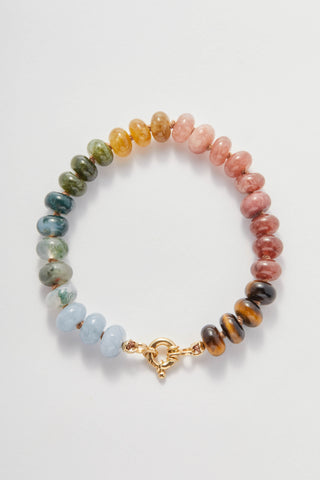 Horseshoe Bend Rainbow bracelet in quartz, opal and bloodstone with a 14k gold clasp.