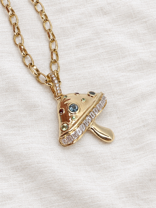 Magic Mushroom diamond and sapphire charm in 9k gold, by Sorsa Jewellery.