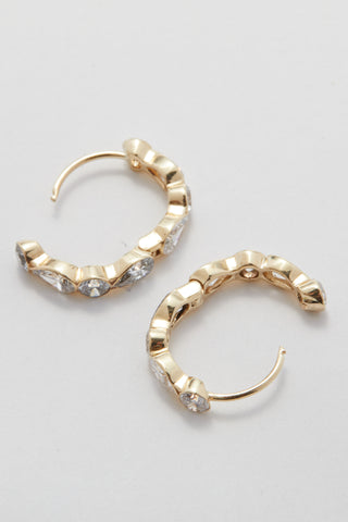 Mixed Cut Pear & Round Diamond Hoop, 9ct gold with pear and round lab-grown diamonds.