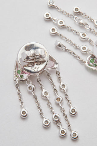 The Tidal Pool Jelly jellyfish earring in 9k white gold with pink spinel, tsavorite and diamonds.