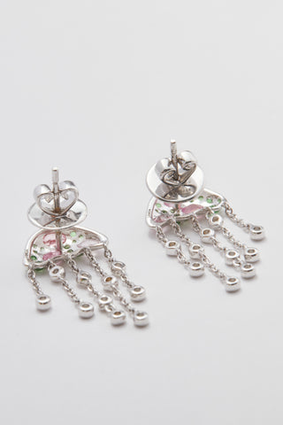 The Tidal Pool Jelly jellyfish earring in 9k white gold with pink spinel, tsavorite and diamonds.