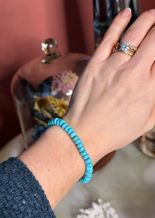 Turquoise stretch bracelet, semi-precious turquoise beads with a 14k gold bead.