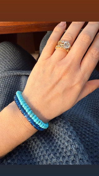 Turquoise stretch bracelet, semi-precious turquoise beads with a 14k gold bead.