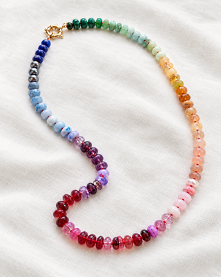 Victoria Park Rainbow Gemstone Necklace with 9k Gold